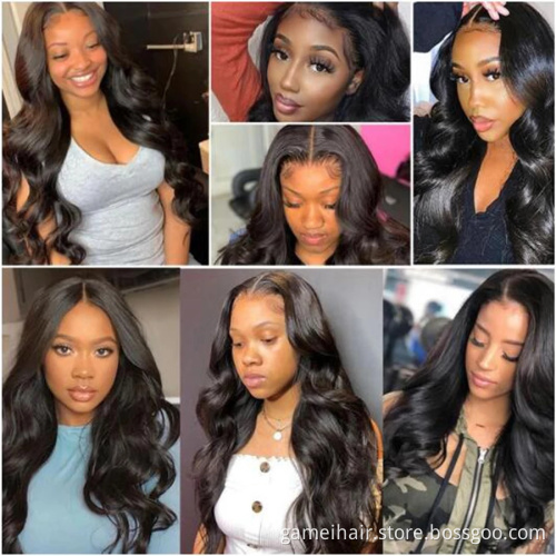 1B  Natural Color Pre Plucked Human Hair Lace Closure Front Wig 100% Unprocessed Virgin Lace Closure Brazilian Wigs Body Wave